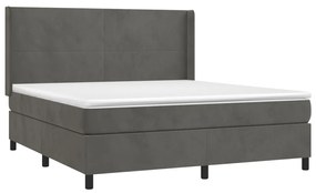 ΚΡΕΒΑΤΙ BOXSPRING ΜΕ ΣΤΡΩΜΑ &amp; LED ΣΚ. ΓΚΡΙ 160X200ΕΚ. ΒΕΛΟΥΔΙΝΟ 3139452