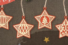 Σετ των 2 Intra απο ξύλο plywood Χρώμα wenge 3mm-4mm πάχος - Χριστουγεννιάτικο Δέντρο Παιχνίδια Αστέρια / Δίασταση 6x6 cm INTRAFABR-103636139