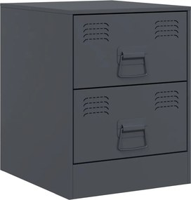 vidaXL Κομοδίνα 2 τεμ. Ανθρακί 34,5 x 39 x 44 εκ. από Χάλυβα