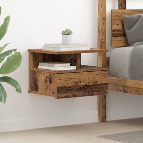 vidaXL Κομοδίνο που επιπλέει Παλαιό Ξύλο 40x31x27 εκ.