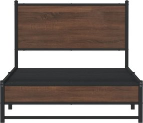 vidaXL Μεταλλικό πλαίσιο κρεβατιού χωρίς στρώμα καφέ δρυς 100x190 cm