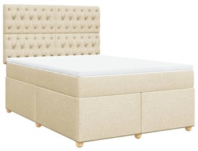 vidaXL Κρεβάτι Boxspring με Στρώμα Κρεμ 140x200 εκ. Υφασμάτινο