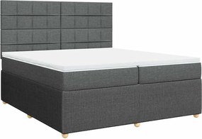 vidaXL Κρεβάτι Boxspring με Στρώμα Σκούρο Γκρι 200x200 εκ. Υφασμάτινο