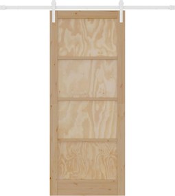 vidaXL Συρόμενη Πόρτα Φυσικό και Λευκό 86 x 211 cm Μασίφ Ξύλο Πεύκου