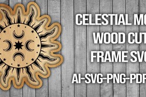 Σετ των 2 Intra απο ξύλο plywood 3mm-4mm πάχος Πλαίσιο κοπής ξύλου Celestial Moon Δίασταση 20x30 cm INTRAFABR-46087941