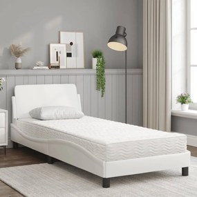 vidaXL Κρεβάτι με Στρώμα Dover Λευκό 90x190 εκ. από Συνθετικό Δέρμα