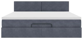 vidaXL Οθωμανικό κρεβάτι με στρώμα σκούρο γκρι 180x200cm Velvet