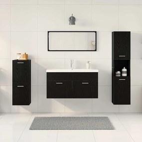 vidaXL Σετ Επίπλων Μπάνιου με ράφι 5 pcs Μαύρη Οξυά Επεξεργασμένο ξύλο