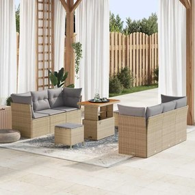 vidaXL Σετ Καναπέ Κήπου 9 pcs μπεζ και ανοιχτό γκρι 90 x 55 x 71 cm
