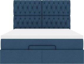 vidaXL Οθωμανικό κρεβάτι με στρώμα μπλε 140x200cm ύφασμα