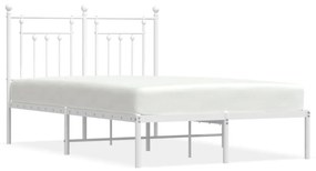 vidaXL Πλαίσιο Κρεβατιού με Κεφαλάρι Λευκό 135 x 190 εκ. Μεταλλικό