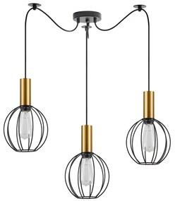 SE21-GM-4-BL3-GR1 ADEPT TUBE Gold Matt Pendant Black Metal Grid+