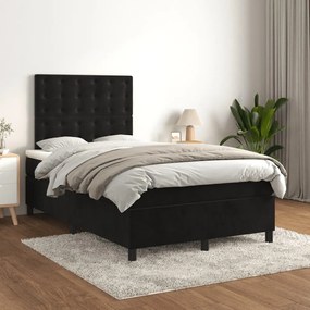 vidaXL Κρεβάτι Boxspring με Στρώμα Μαύρο 120 x 200 εκ. Βελούδινο