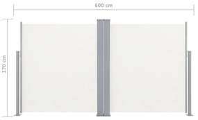 Σκίαστρο Πλαϊνό Συρόμενο Βεράντας Διπλό Κρεμ 170 x 600 εκ. - Κρεμ