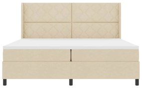 vidaXL Κρεβάτι με ελατήρια με στρώμα Κρεμ 200 x 200 cm ύφασμα