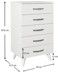 Συρταριέρα μελαμίνης Cemre Megapap χρώμα λευκό 50x37,5x87,6εκ.