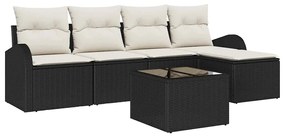 vidaXL Σετ Καναπέ Κήπου με μαξιλάρι 6 pcs Μαύρος, λευκός Πολυ ράταν