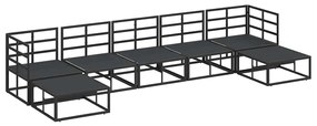 vidaXL Σετ Καναπέ Κήπου με μαξιλάρι 7 pcs Μαύρο Αλουμίνιο