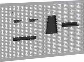 vidaXL Πάνελ Τοίχου Εργαλείων 2 τεμ. Γκρι 100 x 1 x 60 εκ Ατσάλι
