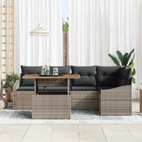vidaXL Σετ Καναπέ Κήπου με αποθήκευση 6 pcs Γκρι Πολυ ράταν