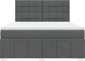 vidaXL Κρεβάτι Boxspring με Στρώμα Σκούρο Γκρι 180x200 εκ Υφασμάτιν