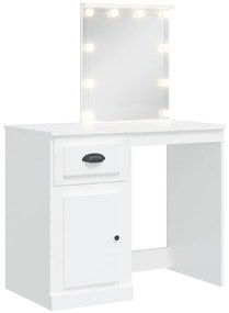 vidaXL Μπουντουάρ με LED Φώτα Λευκό 90x42x132,5 εκ.