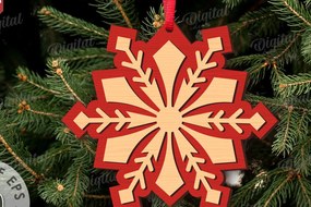 Intra απο ξύλο plywood 3mm-4mm πάχος Χριστουγεννιάτικο στολίδι με νιφάδα χιονιού Δίασταση 8x8 cm INTRAFABR-109024001