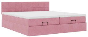 vidaXL Οθωμανικό κρεβάτι με στρώματα ροζ 180x200cm Velvet