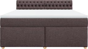 vidaXL Κρεβάτι Boxspring με Στρώμα Σκούρο Καφέ 180x200 εκ Υφασμάτινο