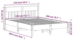 ΠΛΑΙΣΙΟ ΚΡΕΒΑΤΙΟΥ ΜΕ ΚΕΦΑΛΑΡΙ ΛΕΥΚΟ 120X200 ΕΚ. ΑΠΟ ΜΑΣΙΦ ΠΕΥΚΟ 842651