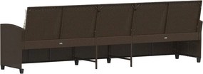 vidaXL Καναπές κήπου 5θέσιος με μαξιλάρια Brown Poly Rattan