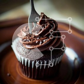 Intra Συλλεκτικό Ξύλινο Παζλ Plywood  4mm - Λαχταριστό Cupcake σοκολάτας με παγωμένο Σε Ξύλινο Κουτί - Διαστάσεις: 10x10 cm – 25 κομμάτια
