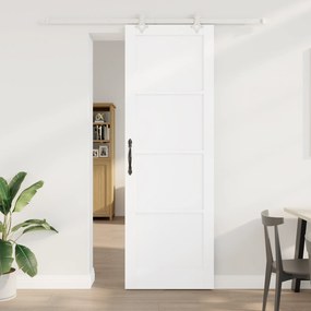 vidaXL Συρόμενη Πόρτα  με Σετ Στήριξης Λευκή 78x232 cm Στερεό Ξύλο Πεύκου