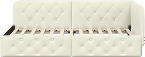 vidaXL Κρεβάτι Γωνίας Κρεμ 100 x 200 cm Βελούδο