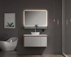 Set Bathroom Furniture GREYS 100 Top Light Grey 100x50x145 εκ.