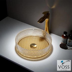 Voss Ring-D Επικαθήμενος Νιπτήρας Γυάλινος Ø40 GLass Gold