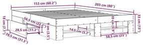 Πλαίσιο Κρεβατιού Μαύρο 160x200 εκ. Επεξεργασμένο Ξύλο - Μαύρο