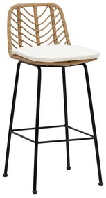 Bar stool Naoki pe rattan natural-leg black 45x56x108cm 45x50x108 εκ.