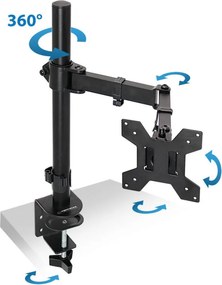 Βάση οθόνης Esperanza ERW017, 10"-27", Για 1 οθόνη, VESA 75/100 mm, Έως 8 kg, Μαύρο