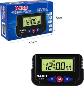 NAKO Ψηφιακό Ρολόι Ξυπνητήρι με Οθόνη LCD και Ένδειξη Ημέρας -  Digital Alarm Clock with LCD Display and Day Indicator
