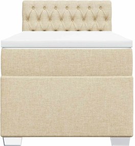 vidaXL Κρεβάτι Boxspring με Στρώμα Κρεμ 100 x 200 εκ. Υφασμάτινο