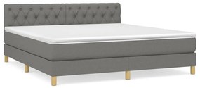 Κρεβάτι Boxspring με Στρώμα Σκούρο Γκρι 160x200 εκ Υφασμάτινο - Γκρι