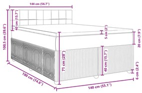 Κρεβάτι Boxspring με Στρώμα Κρεμ 140x190 εκ. Υφασμάτινο - Κρεμ