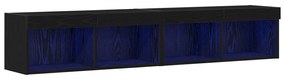 vidaXL Κάγκελα Τηλεόρασης με LED Φώτα 2 τμχ Μαύρη Δρυς 80x30x30 εκ