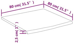 Επιφάνεια Γραφείου Τετράγωνη 80x80x2,5 εκ. Μασίφ Ξύλο Ακακίας - Καφέ