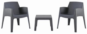Σετ κήπου SLEEK C21267.10 Πολυπροπυλένιου Γκρί με Τραπεζάκι και 2 Πολυθρόνες 57x56x82.5 εκ.