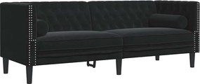 vidaXL Καναπές Chesterfield Σετ 2 Τεμ. με Στηρίγματα Αν. Γκρι Βελούδο