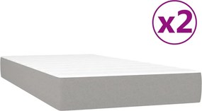 vidaXL Κρεβάτι Boxspring με Στρώμα Ανοιχτό Γκρι 200x200 εκ. Υφασμάτινο