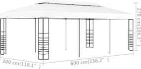 vidaXL Κιόσκι / Τέντα Εκδηλώσεων Λευκό 6 x 3 μ.
