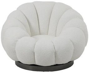 Πολυθρόνα περιστρεφόμενη Nester pakoworld μπουκλέ ύφασμα σε λευκό απόχρωση 98x97x69εκ